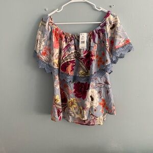 Cupio Multicolor Floral Off-Shoulder Blouse